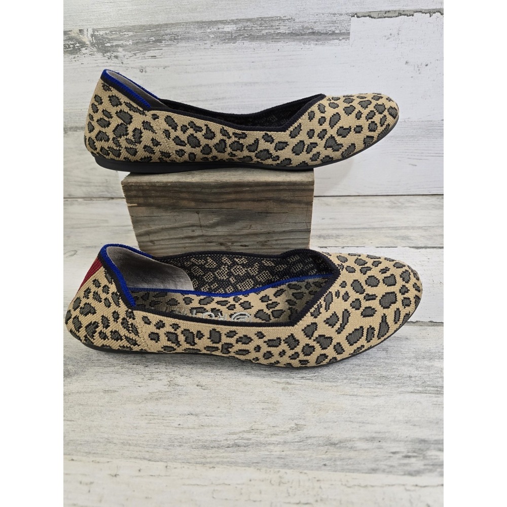 Rothys The Point Womens 8.5 Leopard Print Pointed Toe Flats Shoes Animal Print